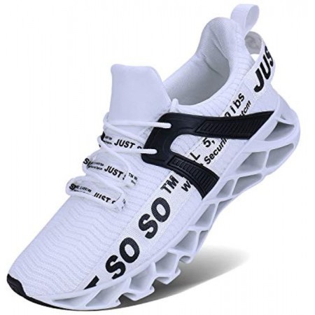 Men's Runing Shoes Walking Non Slip Blade Type Sneakers White