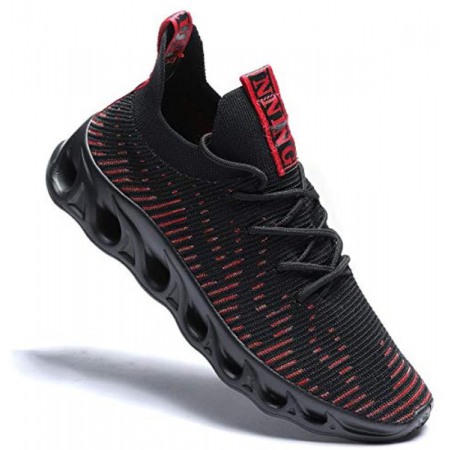 Shoes Running Men Lightweight Casual Walking Breathable Gym Workout Athletic Tennis Sneakers Black-Red